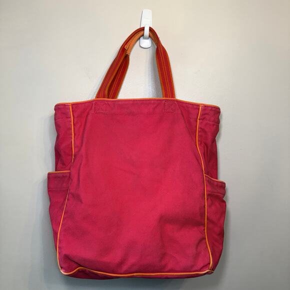Vera Bradley Color Block Canvas Tote Bag Magenta Pink Orange - Picture 8 of 9